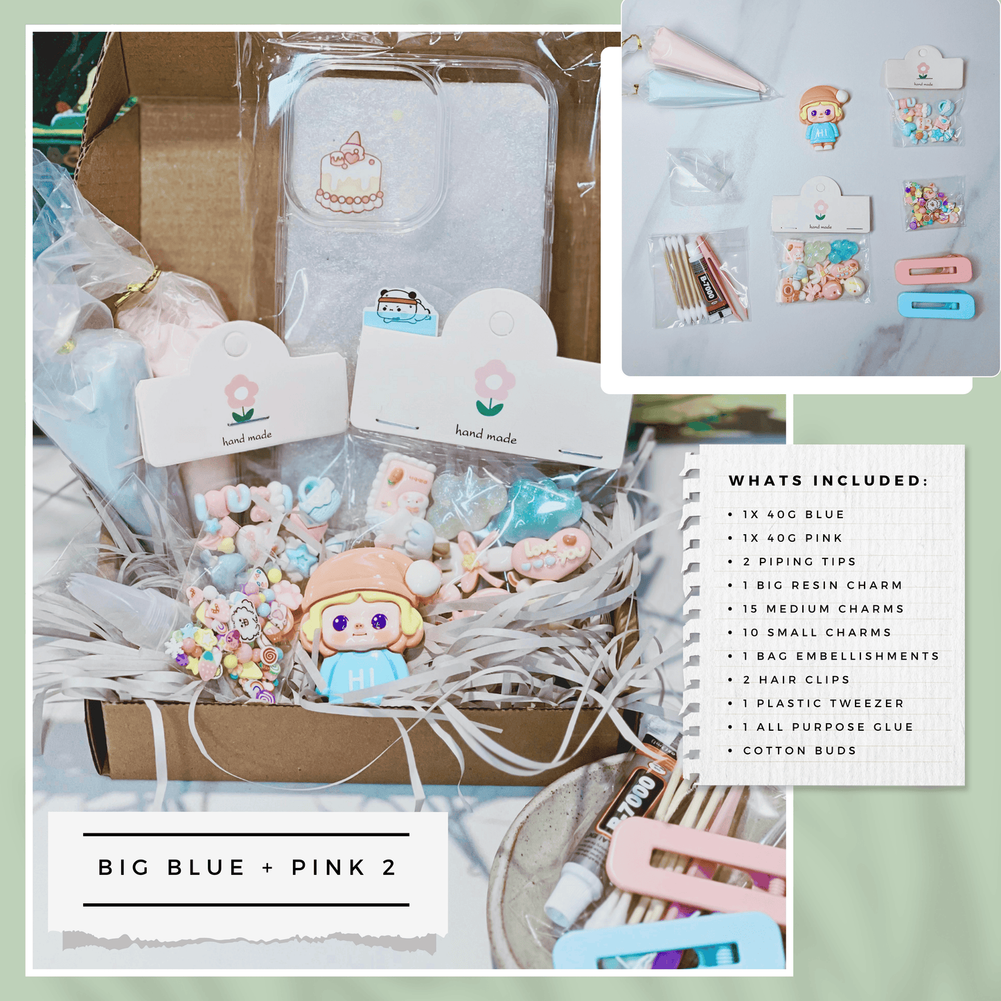 Customisable Decoden Cream DIY Kit – 9 Colour Themes – Includes Glue, Tools & Decorations