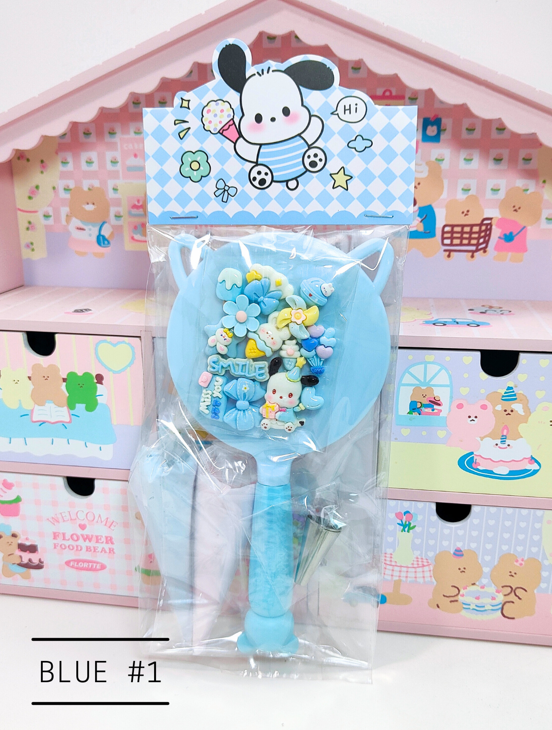 DIY Decoden Cream Kit for Handheld Mirrors – Customise in Yellow, Purple, Pink, or Blue