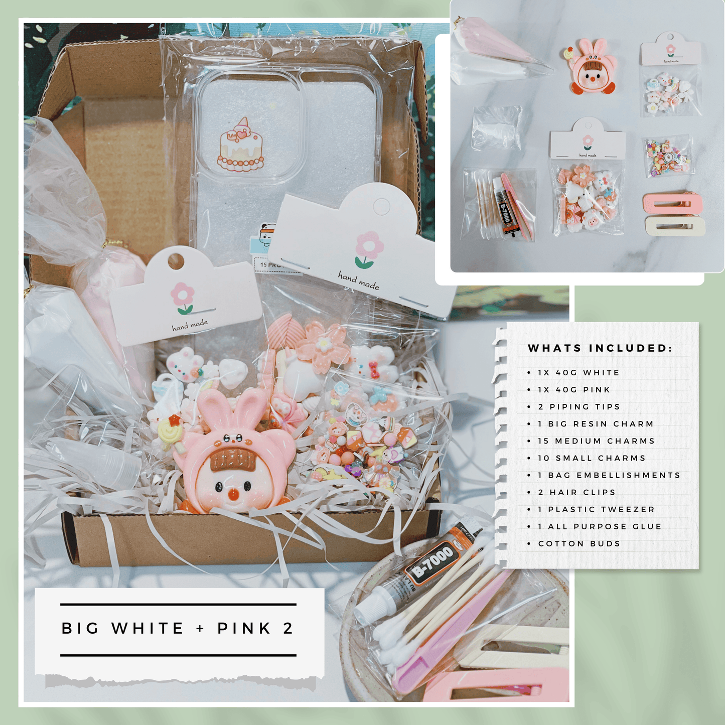 Customisable Decoden Cream DIY Kit – 9 Colour Themes – Includes Glue, Tools & Decorations