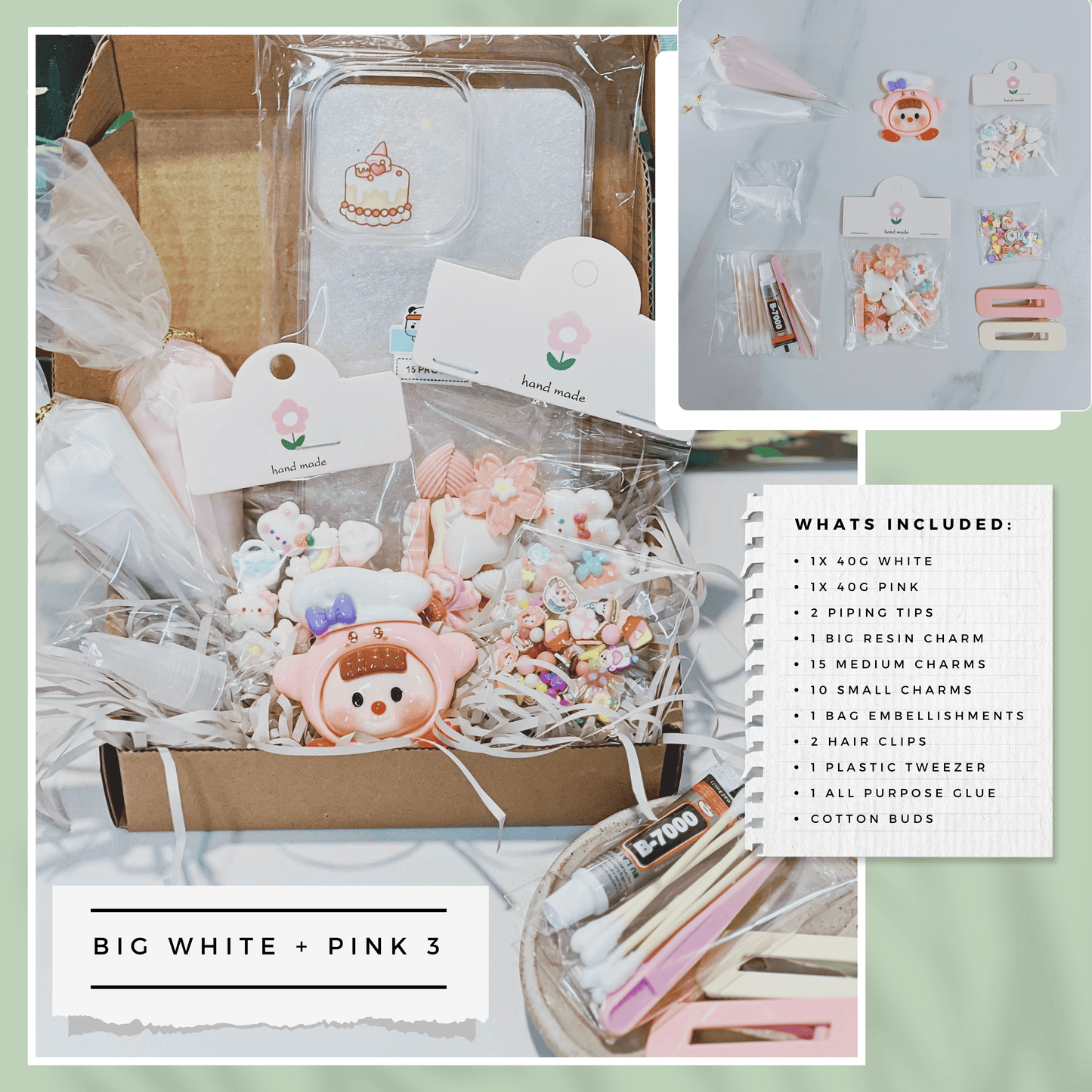 Customisable Decoden Cream DIY Kit – 9 Colour Themes – Includes Glue, Tools & Decorations