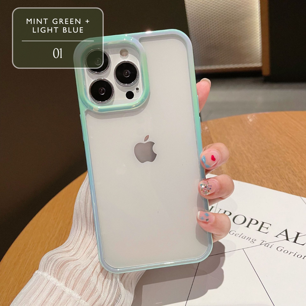 Set of Clear iPhone Case with Dual-Tone Coloured Edges – Perfect for Decoden Decoration, Stylish Protective Cover
