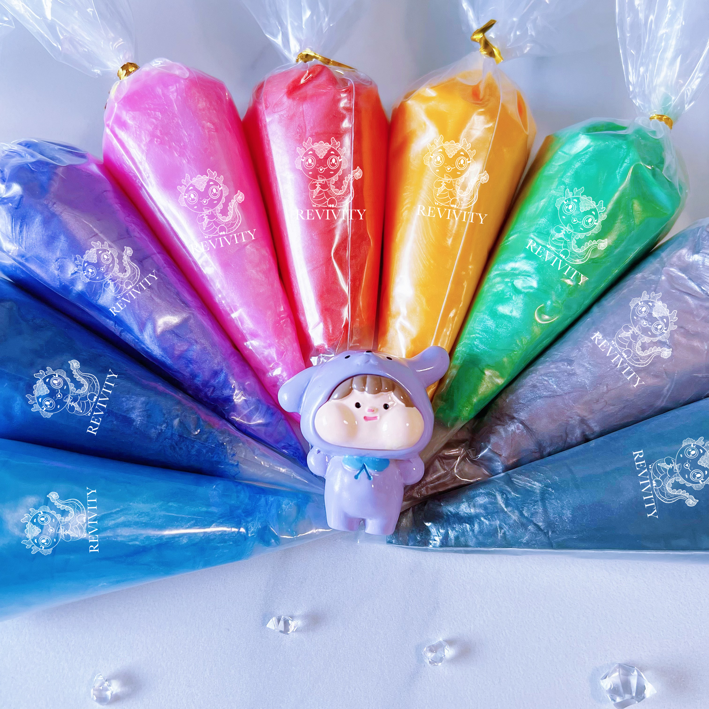 Pearlescent Decoden Cream Set – 9 Shimmering Colours (Each Bag 100g) for DIY Crafts