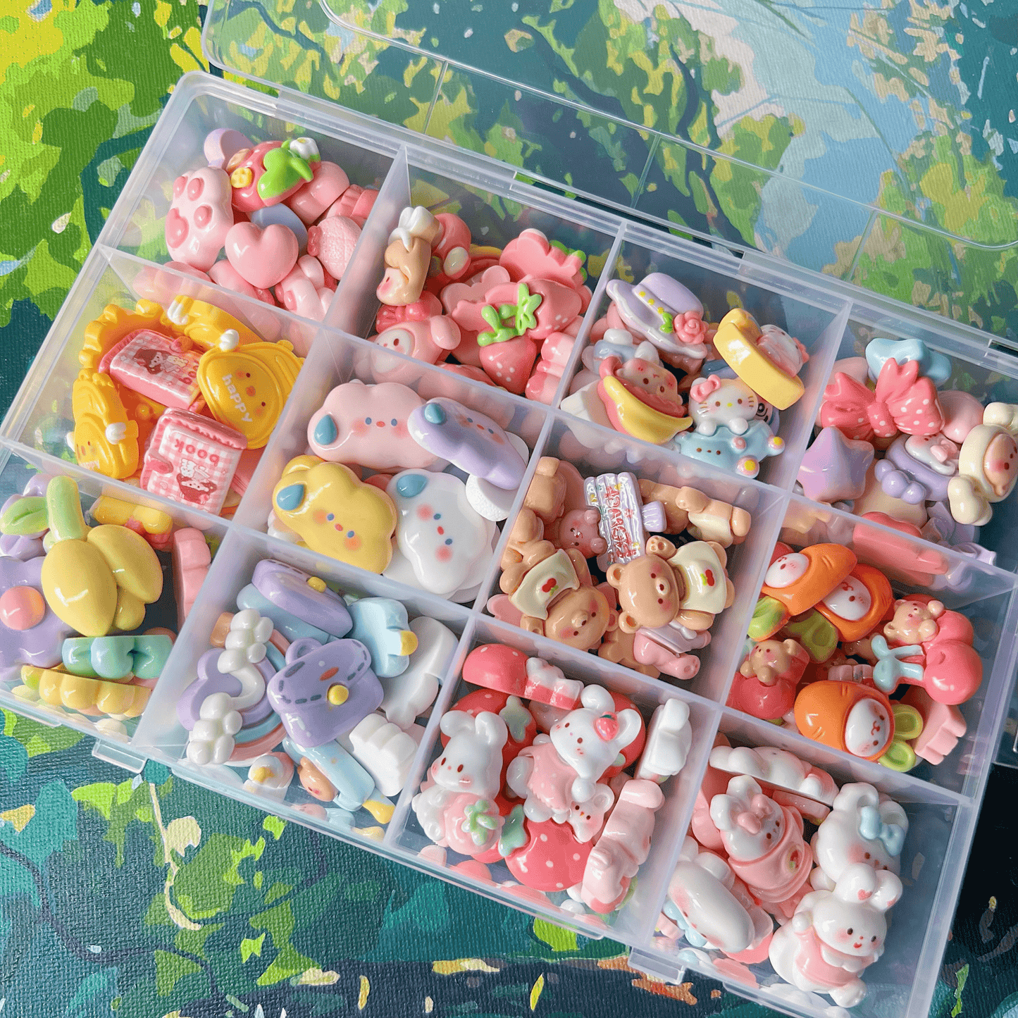 160 Assorted Kawaii Resin Charms for DIY Crafts – Cute Pastel Animal, Fruit & Sweet Designs