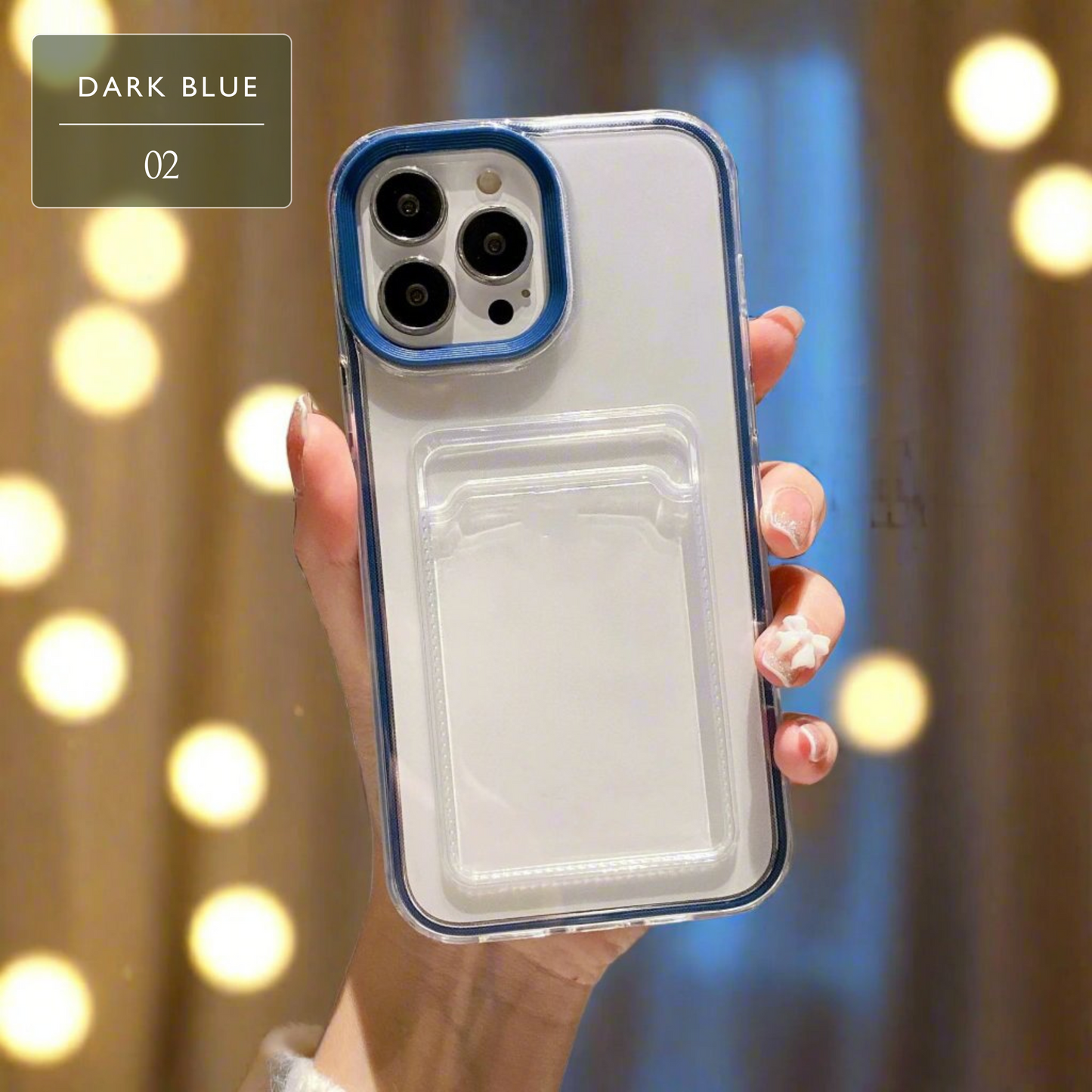 Set of Clear iPhone Case with Card Holder & Coloured Edges – 11 Colour Options, Perfect for Decoden & DIY Decoration