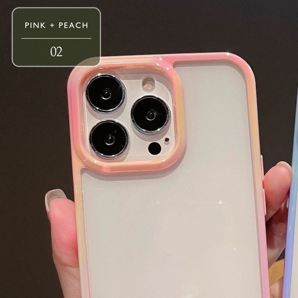 Set of Clear iPhone Case with Dual-Tone Coloured Edges – Perfect for Decoden Decoration, Stylish Protective Cover