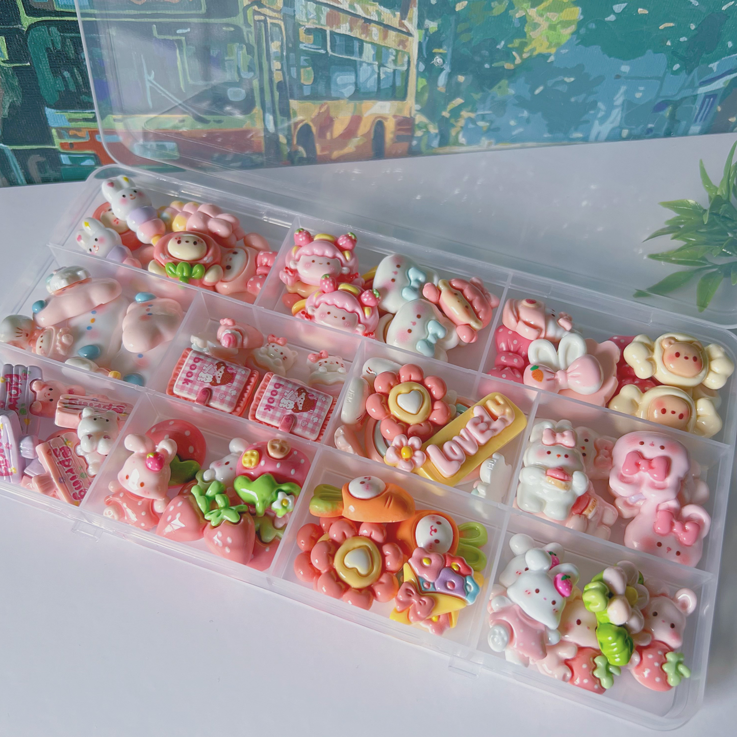 80 Kawaii Pink Resin Charms Set – Cute Decorative Embellishments for Crafts, DIY Phone Cases, Scrapbooking, Jewellery, and Nail Art