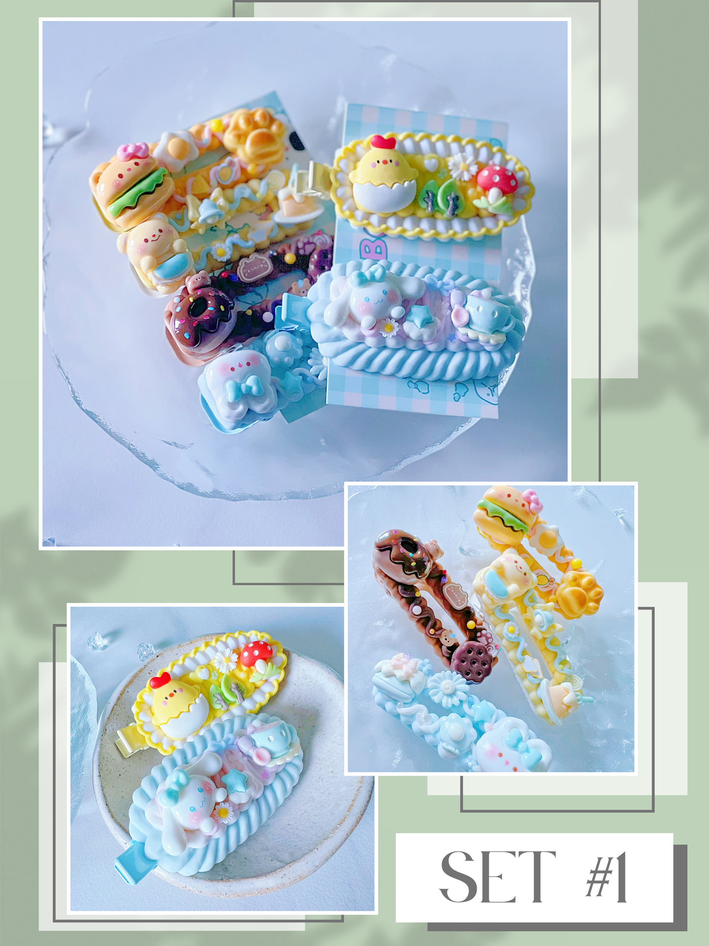 Decoden Hair Clip Set of 6 – Kawaii-Themed Pastel Accessories (Choose from 5 Unique Sets)