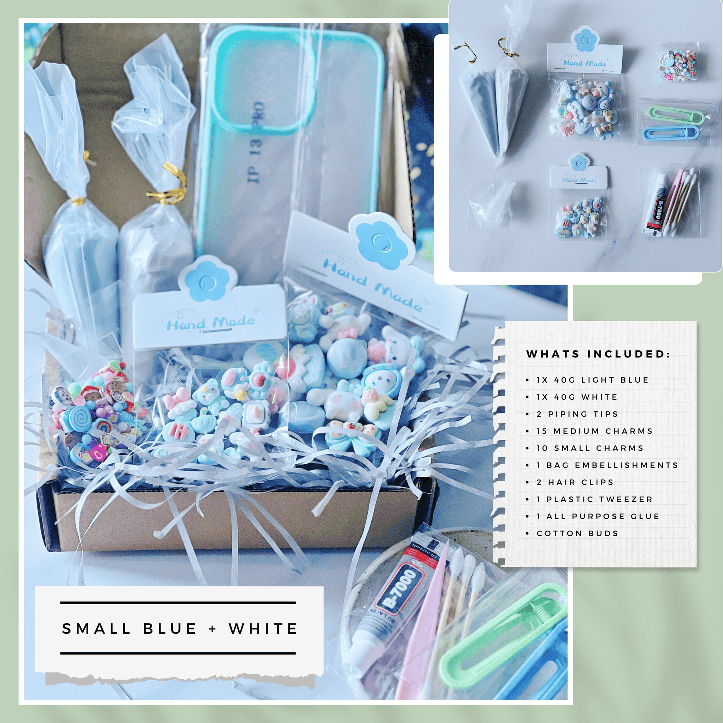 Customisable Decoden Cream DIY Kit – 9 Colour Themes – Includes Glue, Tools & Decorations