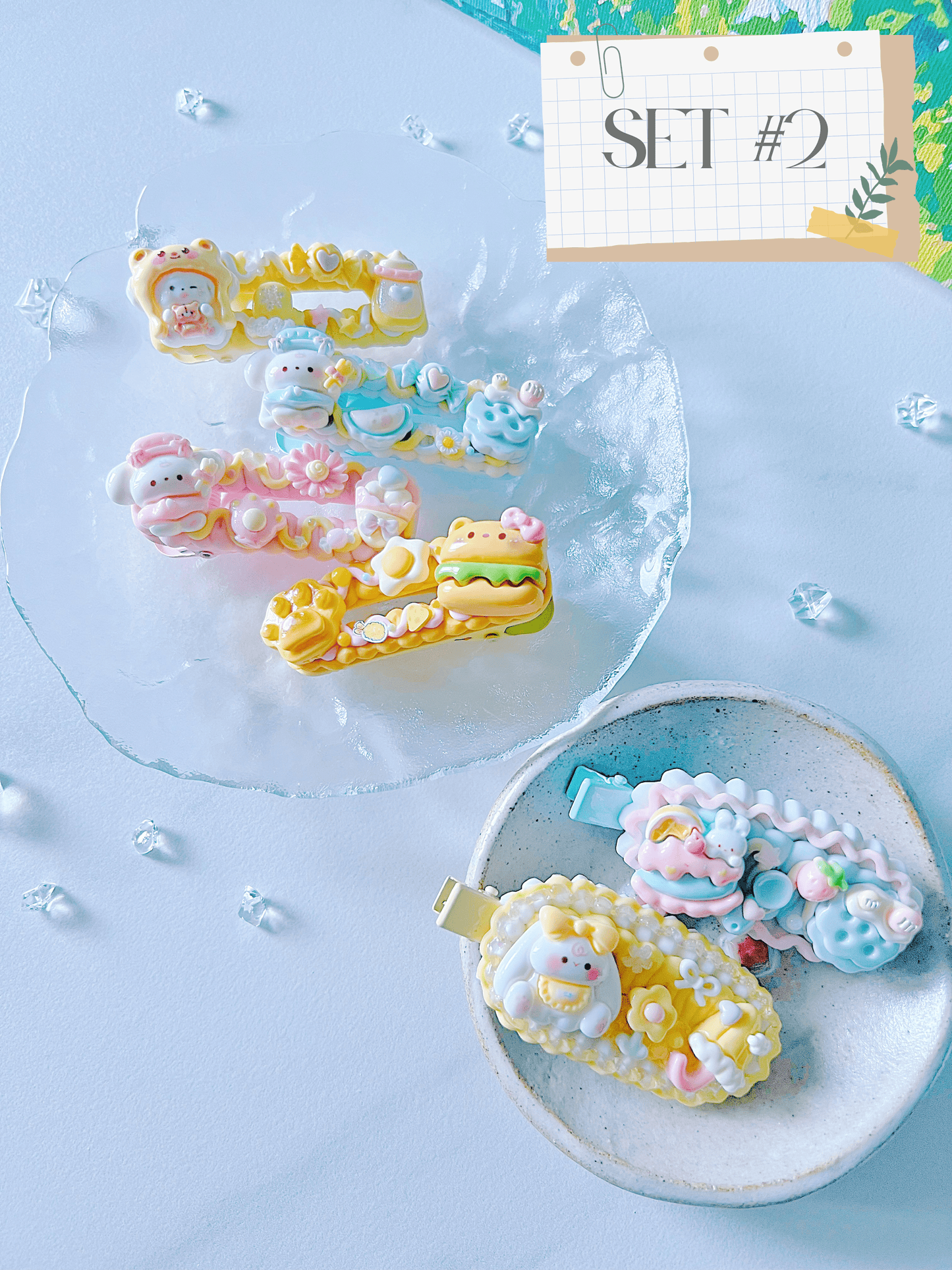 Decoden Hair Clip Set of 6 – Kawaii-Themed Pastel Accessories (Choose from 5 Unique Sets)