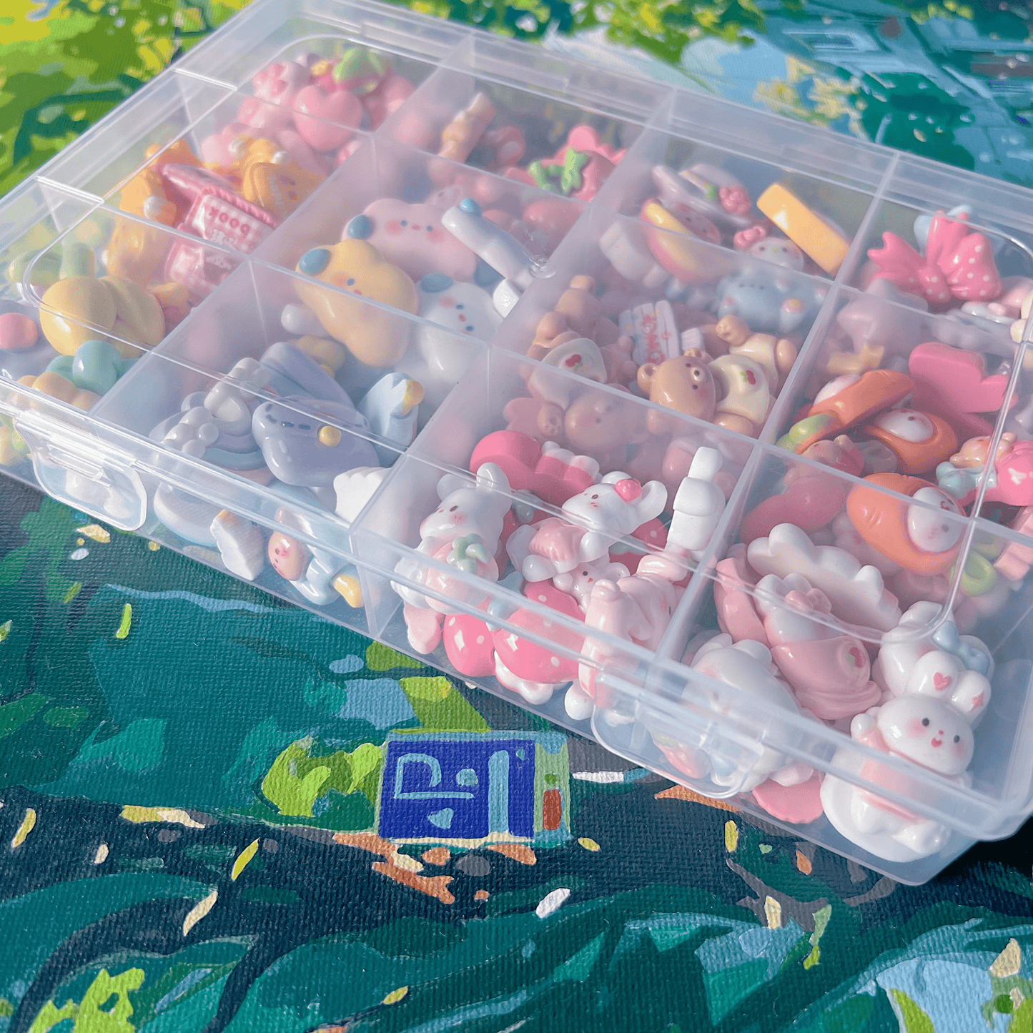 160 Assorted Kawaii Resin Charms for DIY Crafts – Cute Pastel Animal, Fruit & Sweet Designs