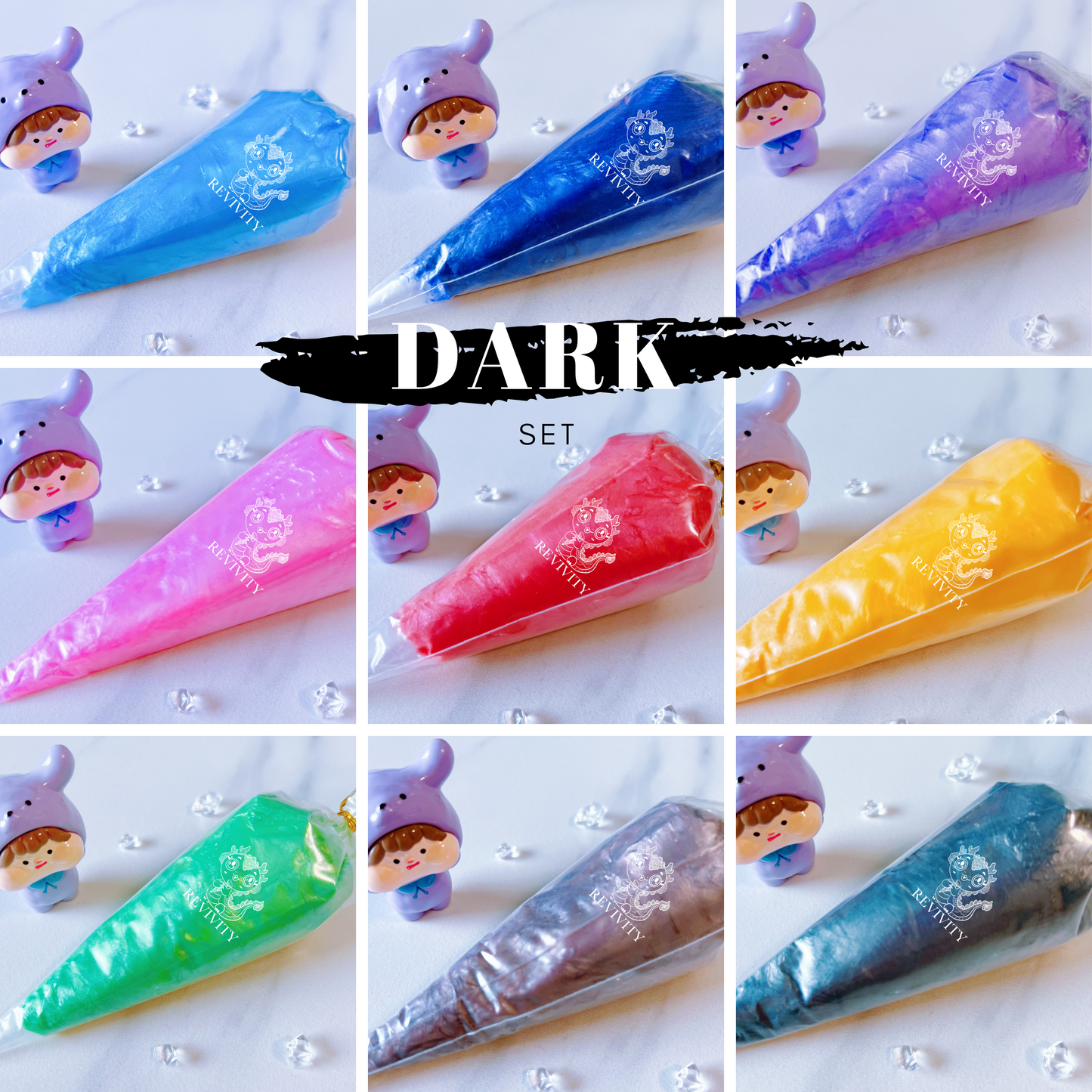 Pearlescent Decoden Cream Set – 9 Shimmering Colours (Each Bag 100g) for DIY Crafts