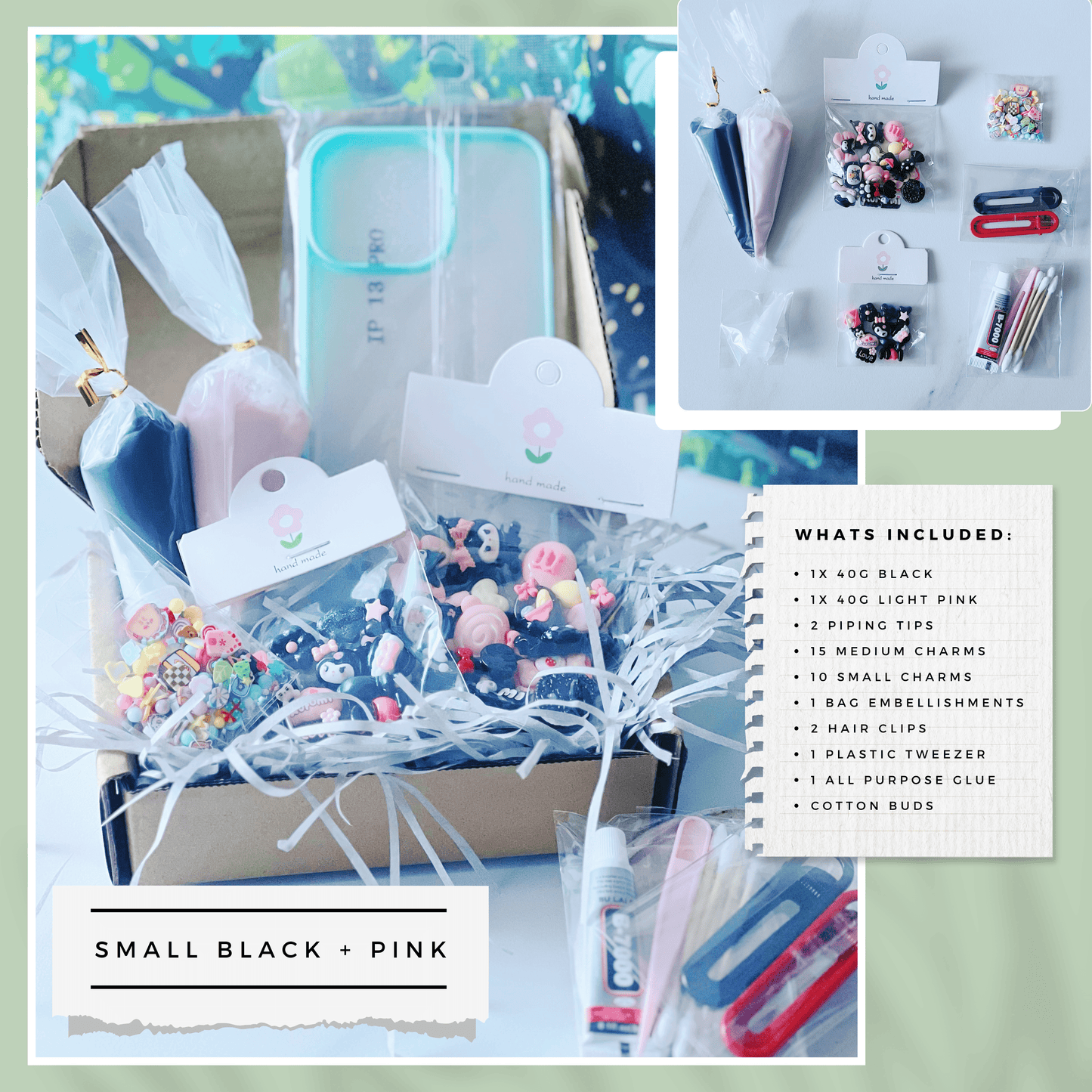 Customisable Decoden Cream DIY Kit – 9 Colour Themes – Includes Glue, Tools & Decorations