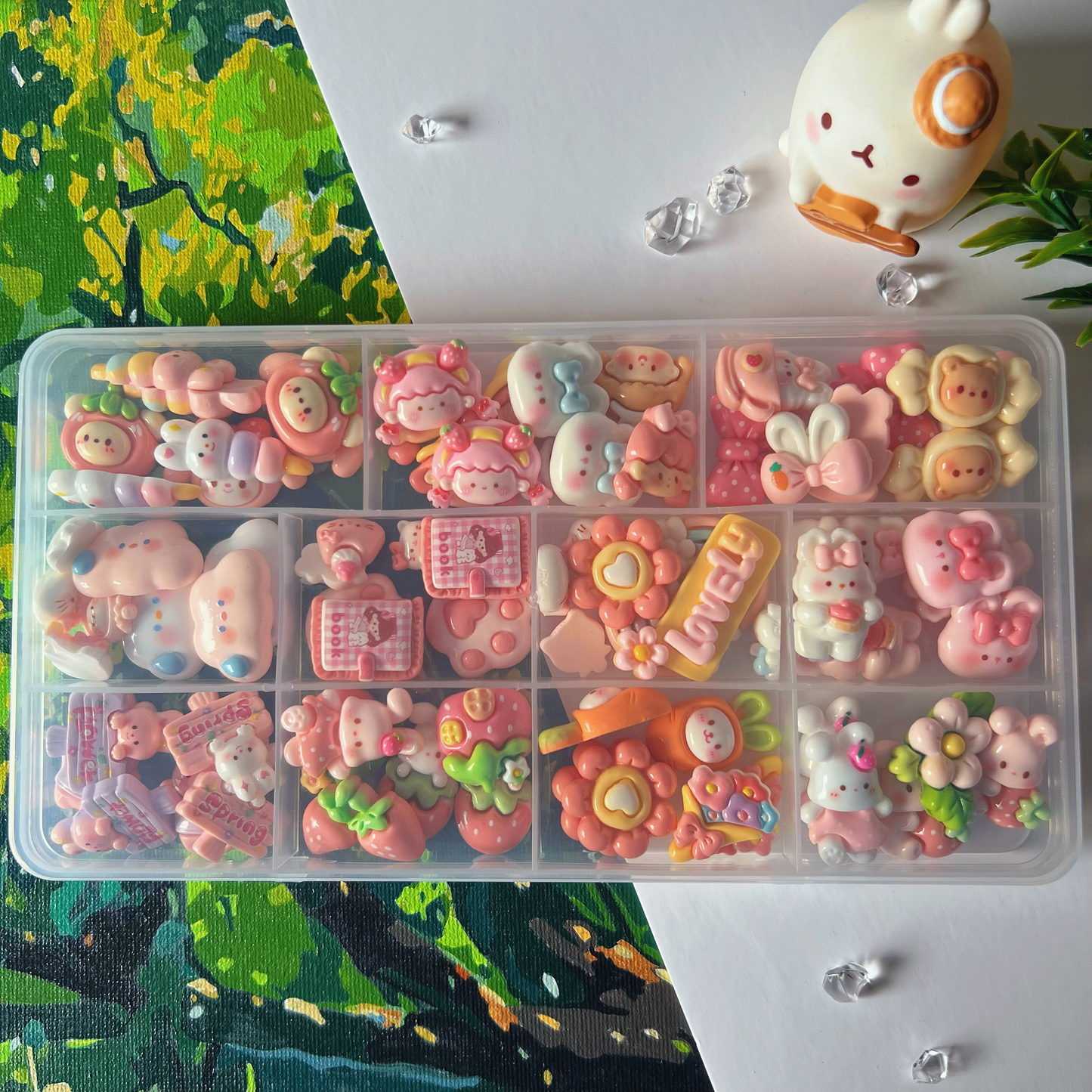 80 Kawaii Pink Resin Charms Set – Cute Decorative Embellishments for Crafts, DIY Phone Cases, Scrapbooking, Jewellery, and Nail Art