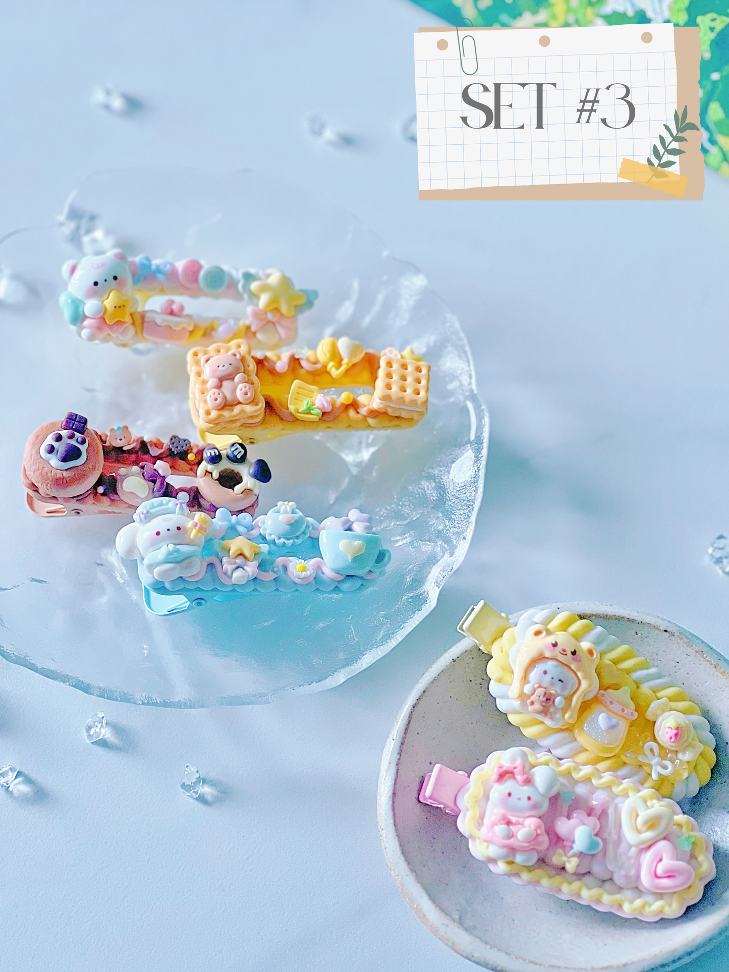 Decoden Hair Clip Set of 6 – Kawaii-Themed Pastel Accessories (Choose from 5 Unique Sets)