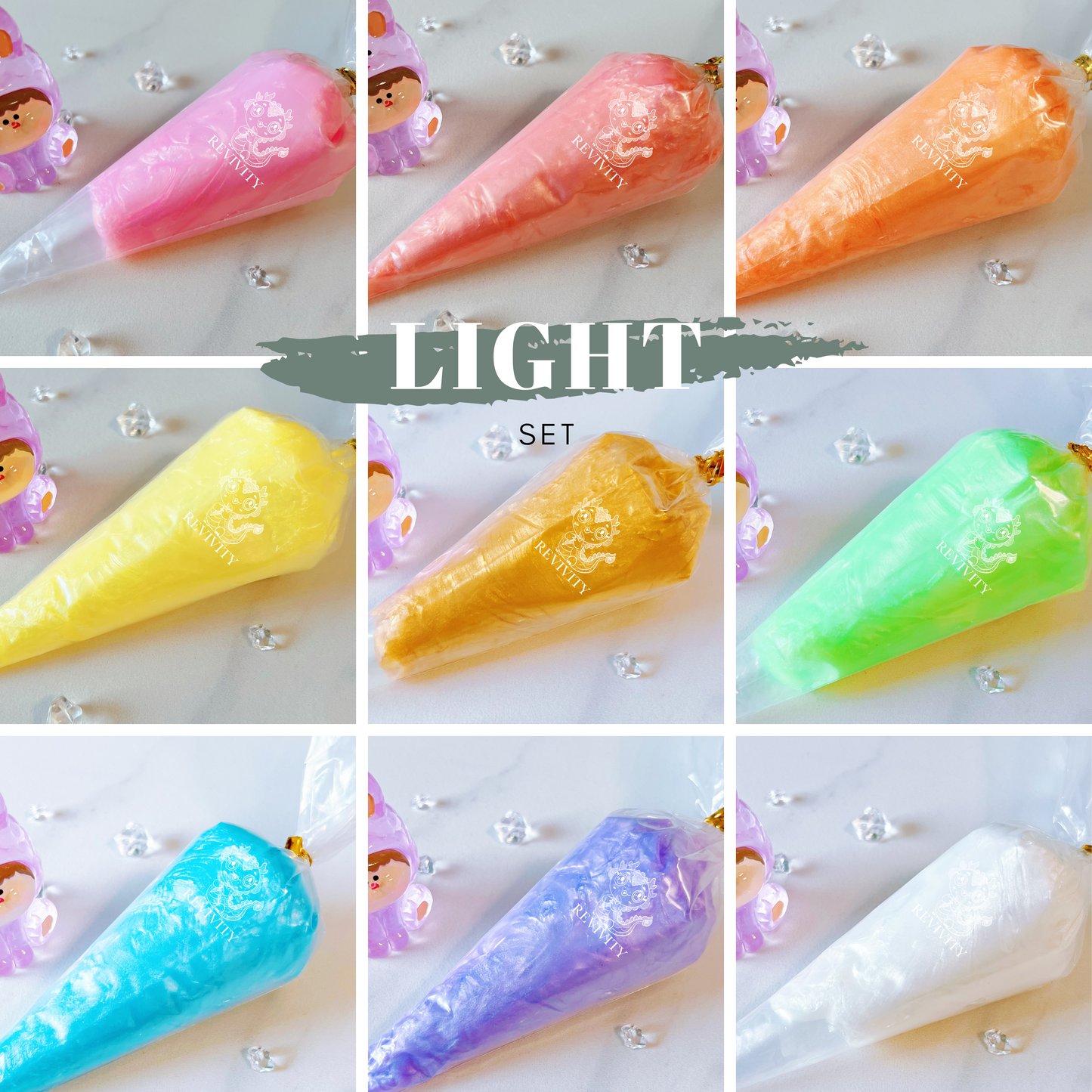 Pearlescent Decoden Cream Set – 9 Shimmering Colours (Each Bag 100g) for DIY Crafts