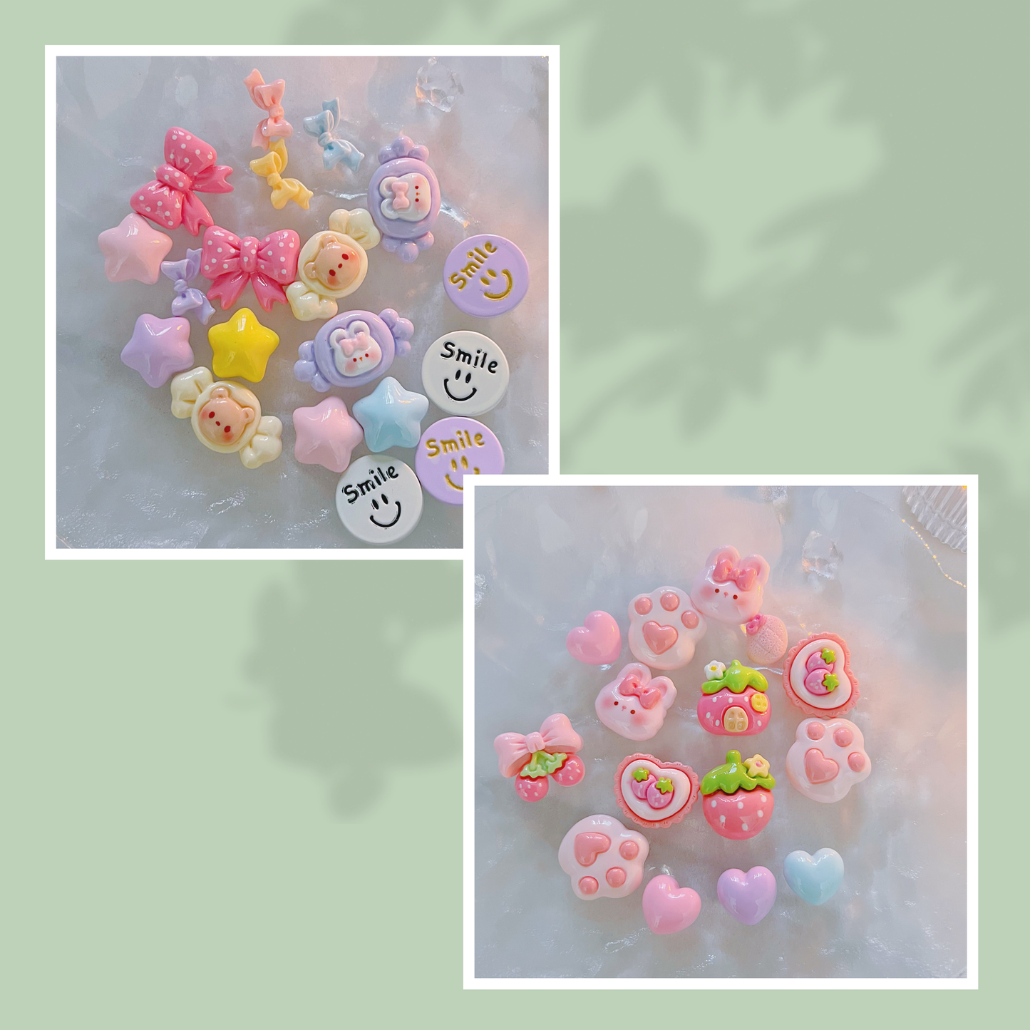 160 Assorted Kawaii Resin Charms for DIY Crafts – Cute Pastel Animal, Fruit & Sweet Designs
