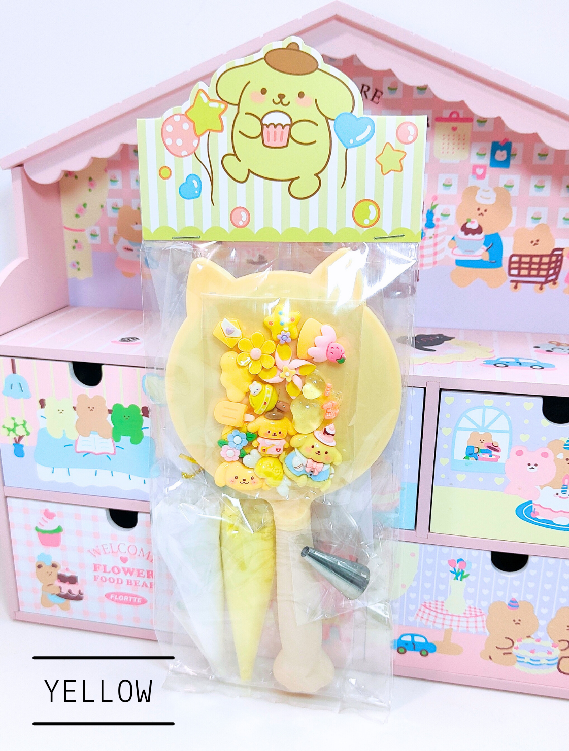 DIY Decoden Cream Kit for Handheld Mirrors – Customise in Yellow, Purple, Pink, or Blue