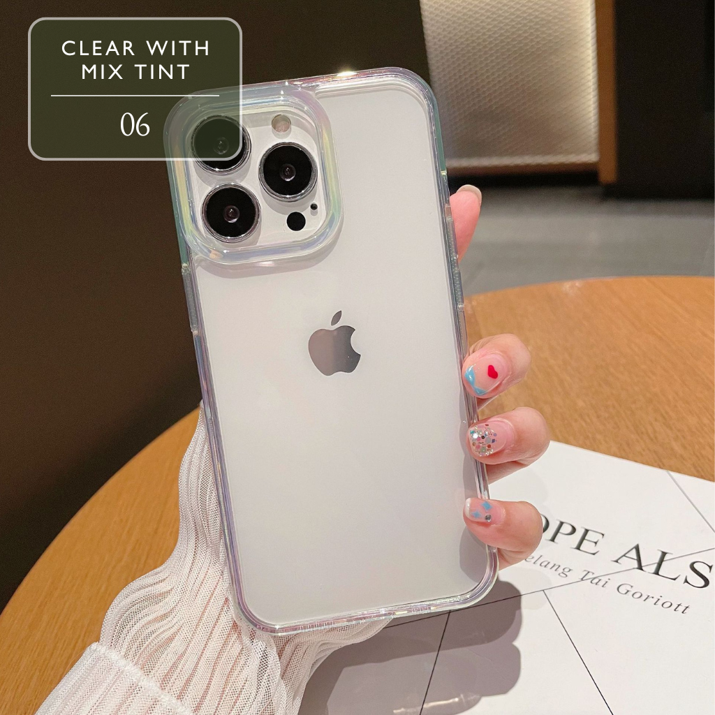 Set of Clear iPhone Case with Dual-Tone Coloured Edges – Perfect for Decoden Decoration, Stylish Protective Cover