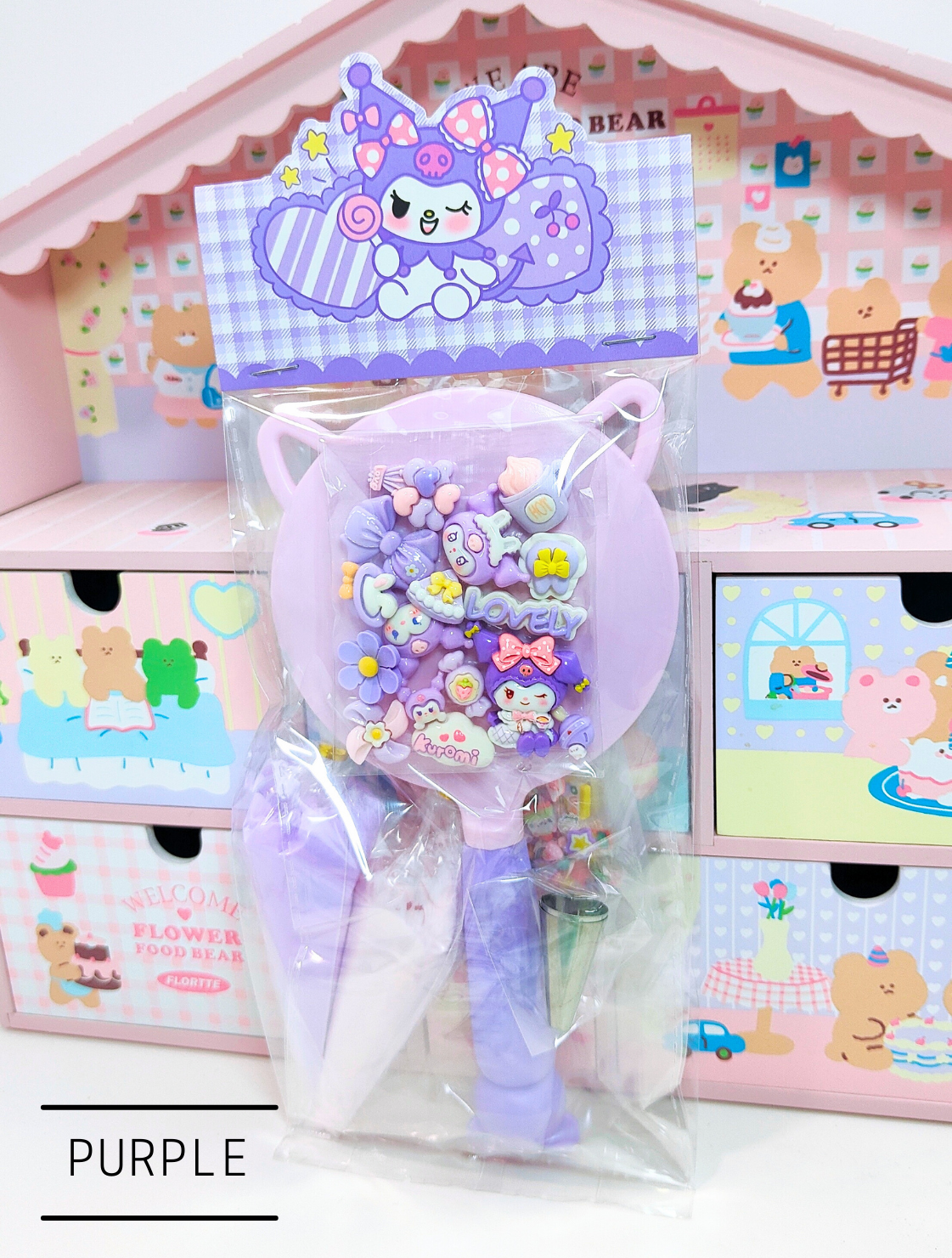 DIY Decoden Cream Kit for Handheld Mirrors – Customise in Yellow, Purple, Pink, or Blue