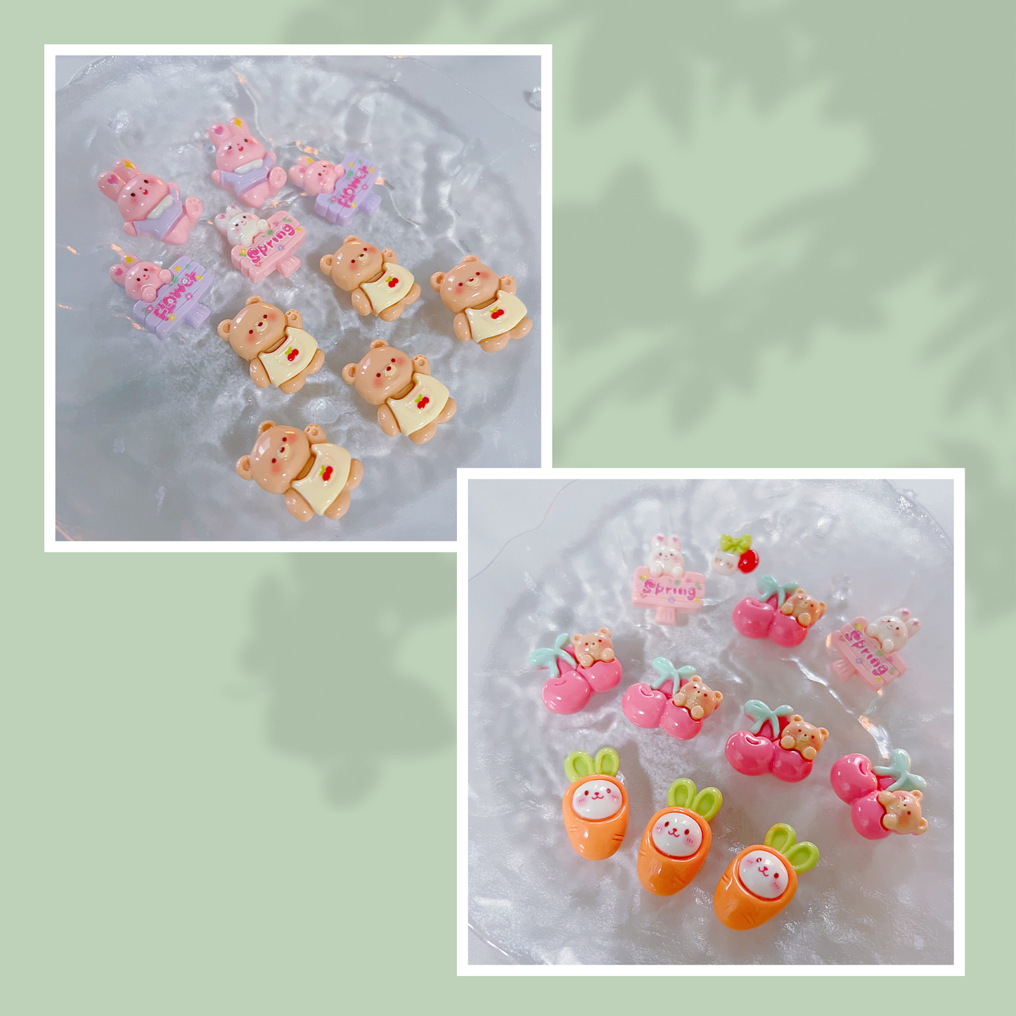 160 Assorted Kawaii Resin Charms for DIY Crafts – Cute Pastel Animal, Fruit & Sweet Designs