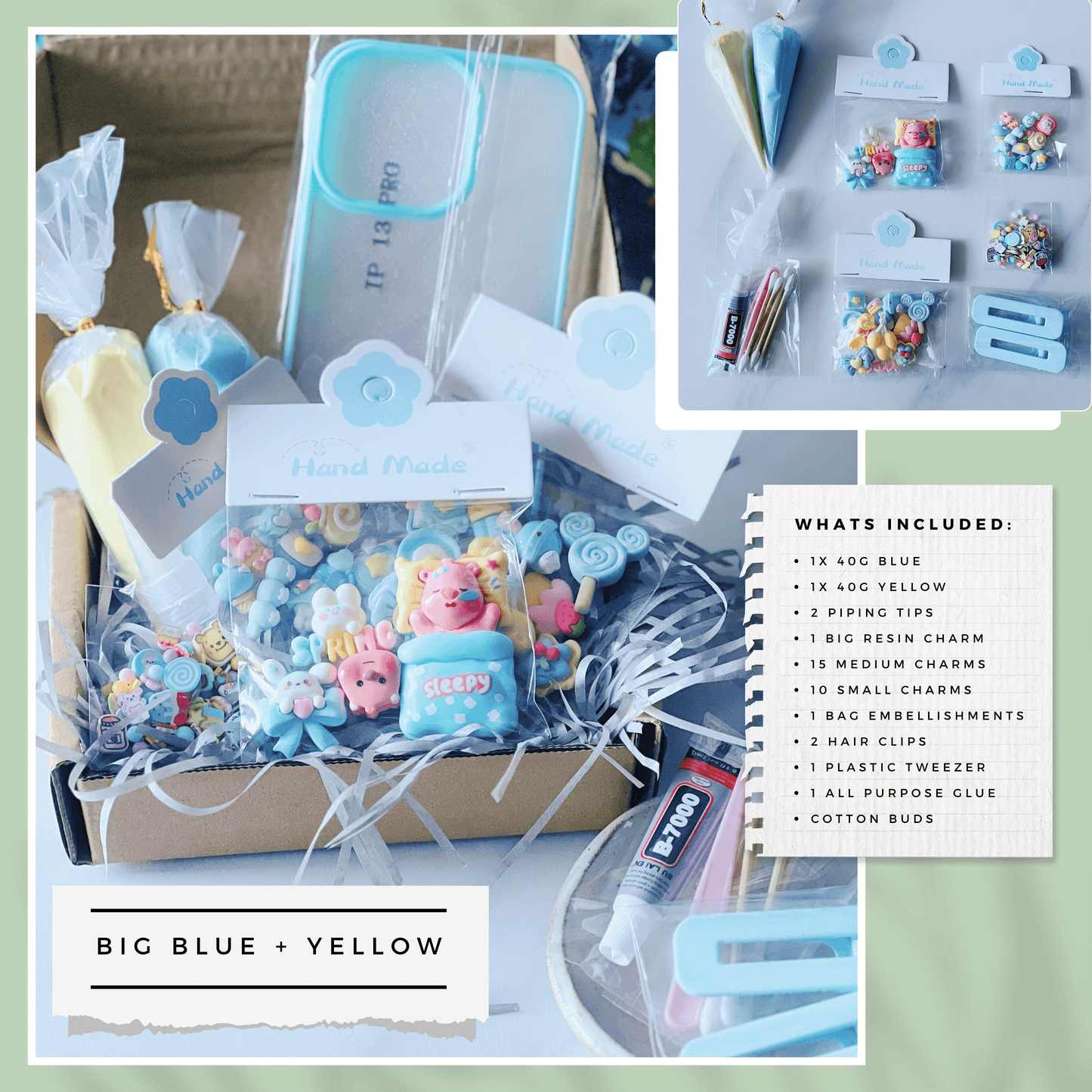 Customisable Decoden Cream DIY Kit – 9 Colour Themes – Includes Glue, Tools & Decorations