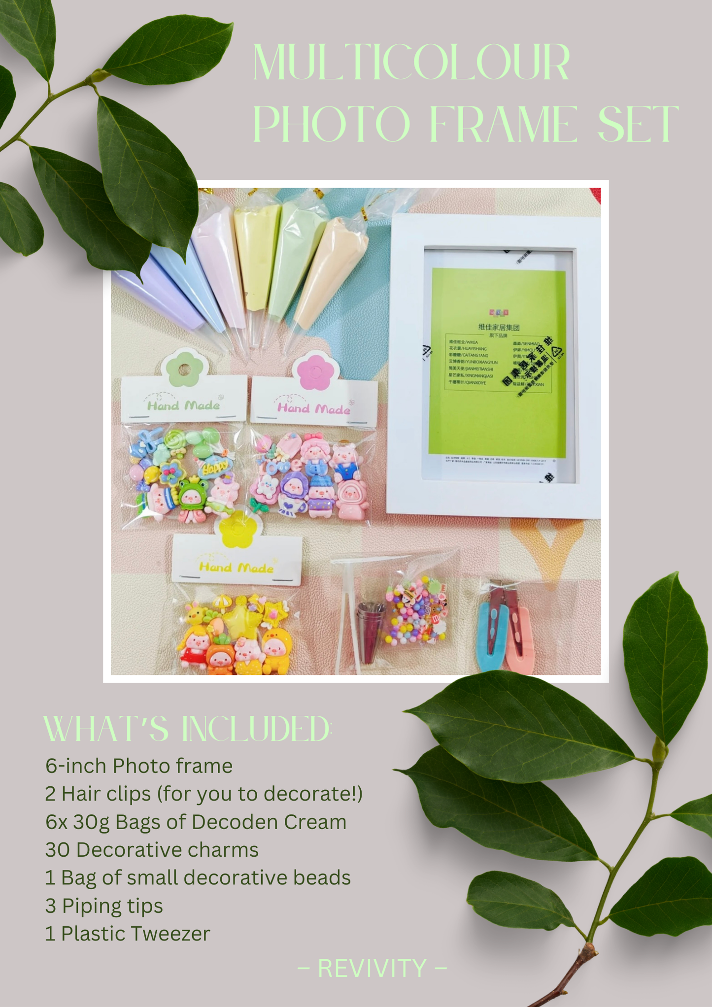 DIY Decoden Photo Frame Kit | 6-Inch Pig-Themed Frame Craft Set | Fun Festive Activity for Kids & Adults | Unique Xmas Gift