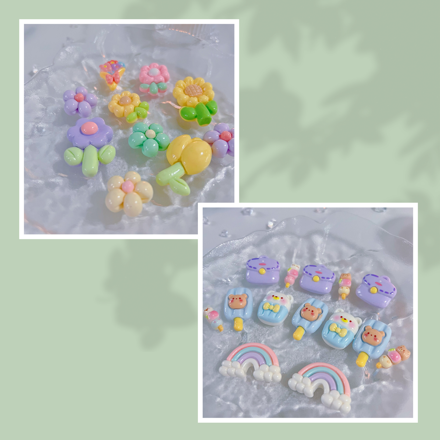 160 Assorted Kawaii Resin Charms for DIY Crafts – Cute Pastel Animal, Fruit & Sweet Designs