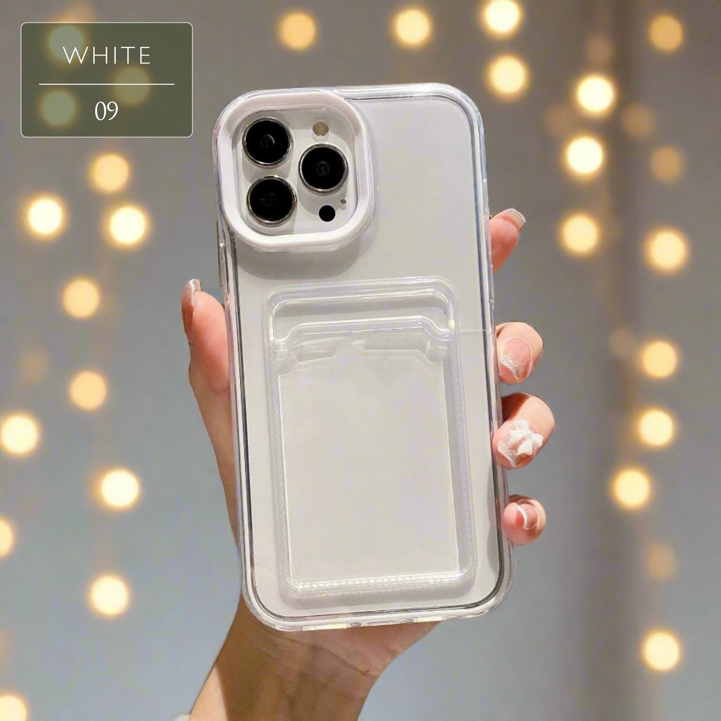 Set of Clear iPhone Case with Card Holder & Coloured Edges – 11 Colour Options, Perfect for Decoden & DIY Decoration