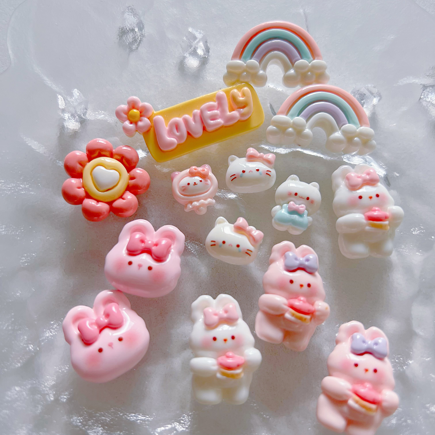 80 Kawaii Pink Resin Charms Set – Cute Decorative Embellishments for Crafts, DIY Phone Cases, Scrapbooking, Jewellery, and Nail Art