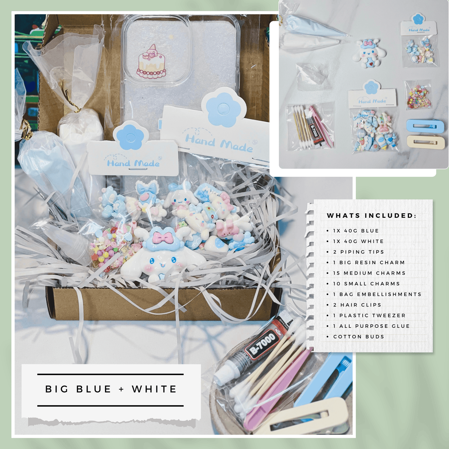 Customisable Decoden Cream DIY Kit – 9 Colour Themes – Includes Glue, Tools & Decorations