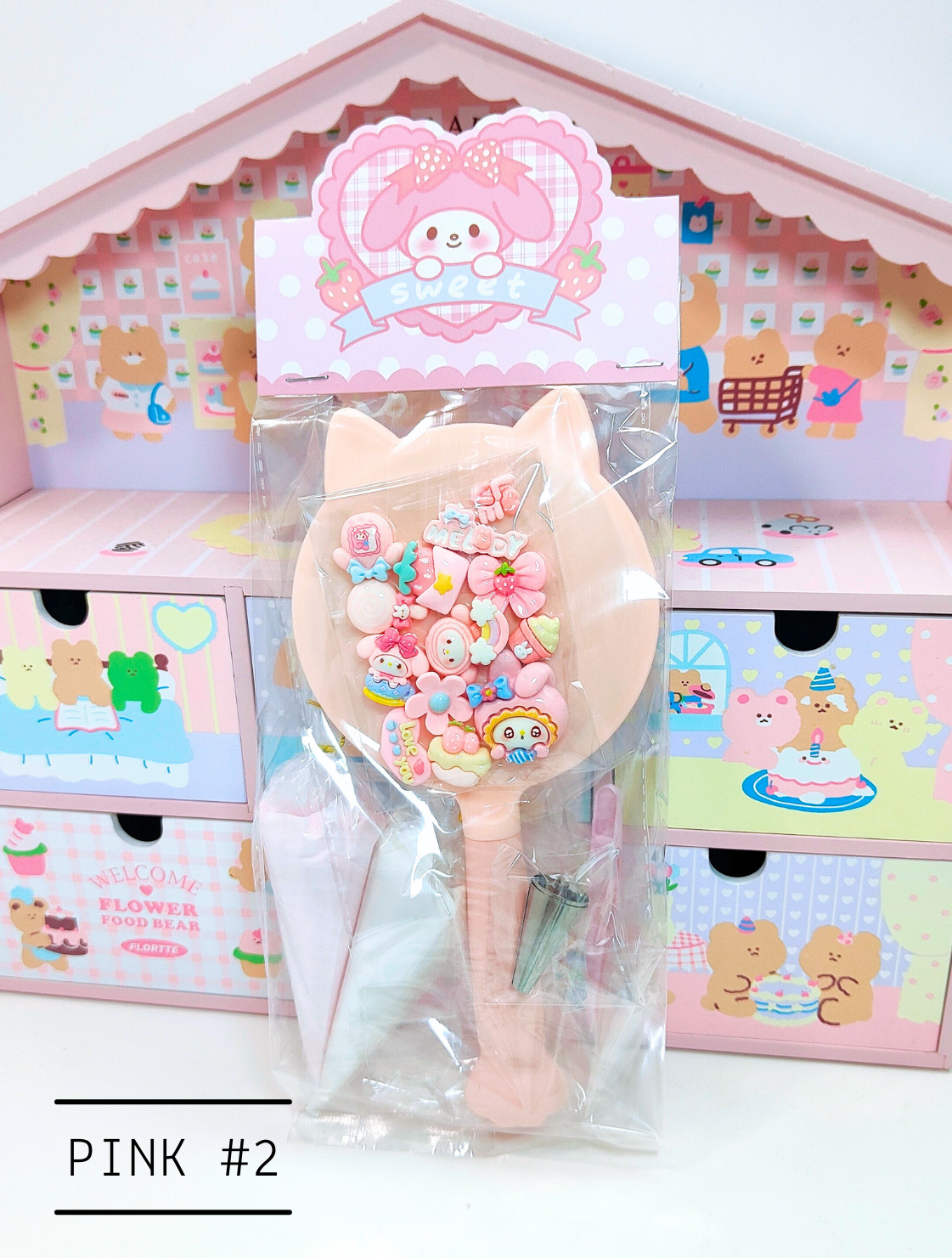 DIY Decoden Cream Kit for Handheld Mirrors – Customise in Yellow, Purple, Pink, or Blue