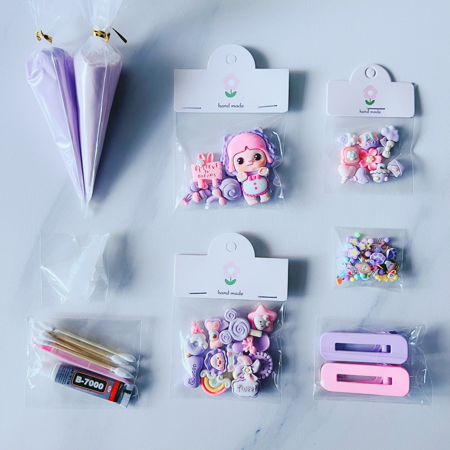Customisable Decoden Cream DIY Kit – 9 Colour Themes – Includes Glue, Tools & Decorations