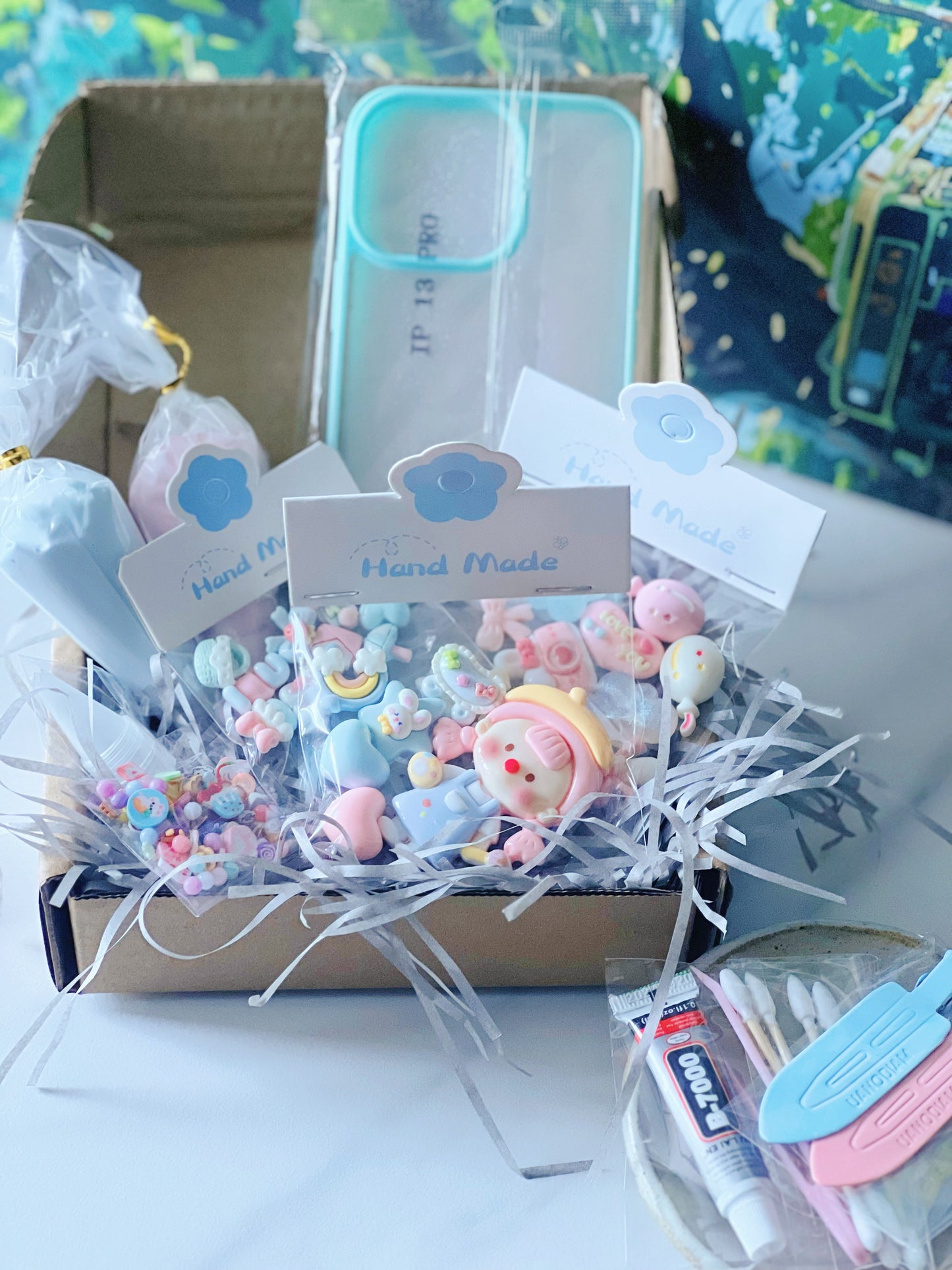 Customisable Decoden Cream DIY Kit – 9 Colour Themes – Includes Glue, Tools & Decorations