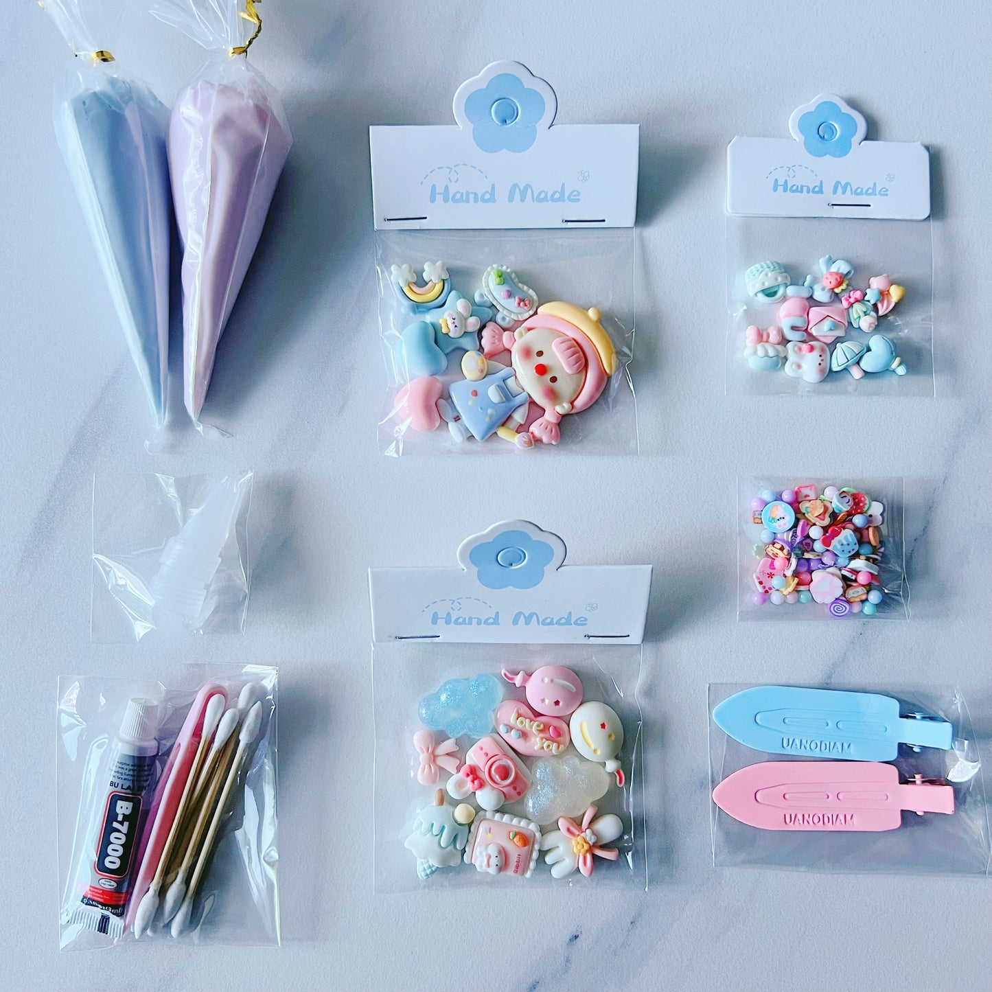 Customisable Decoden Cream DIY Kit – 9 Colour Themes – Includes Glue, Tools & Decorations