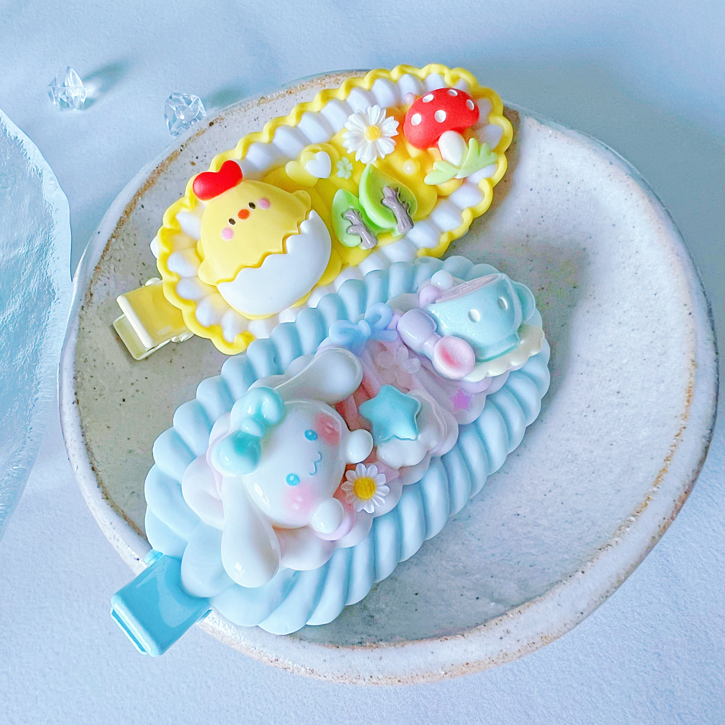 DIY Decoden Cream Kit for Hair Clips – Handmade Craft Set with 4 Colour Themes (Purple, Pink, Yellow, Blue)
