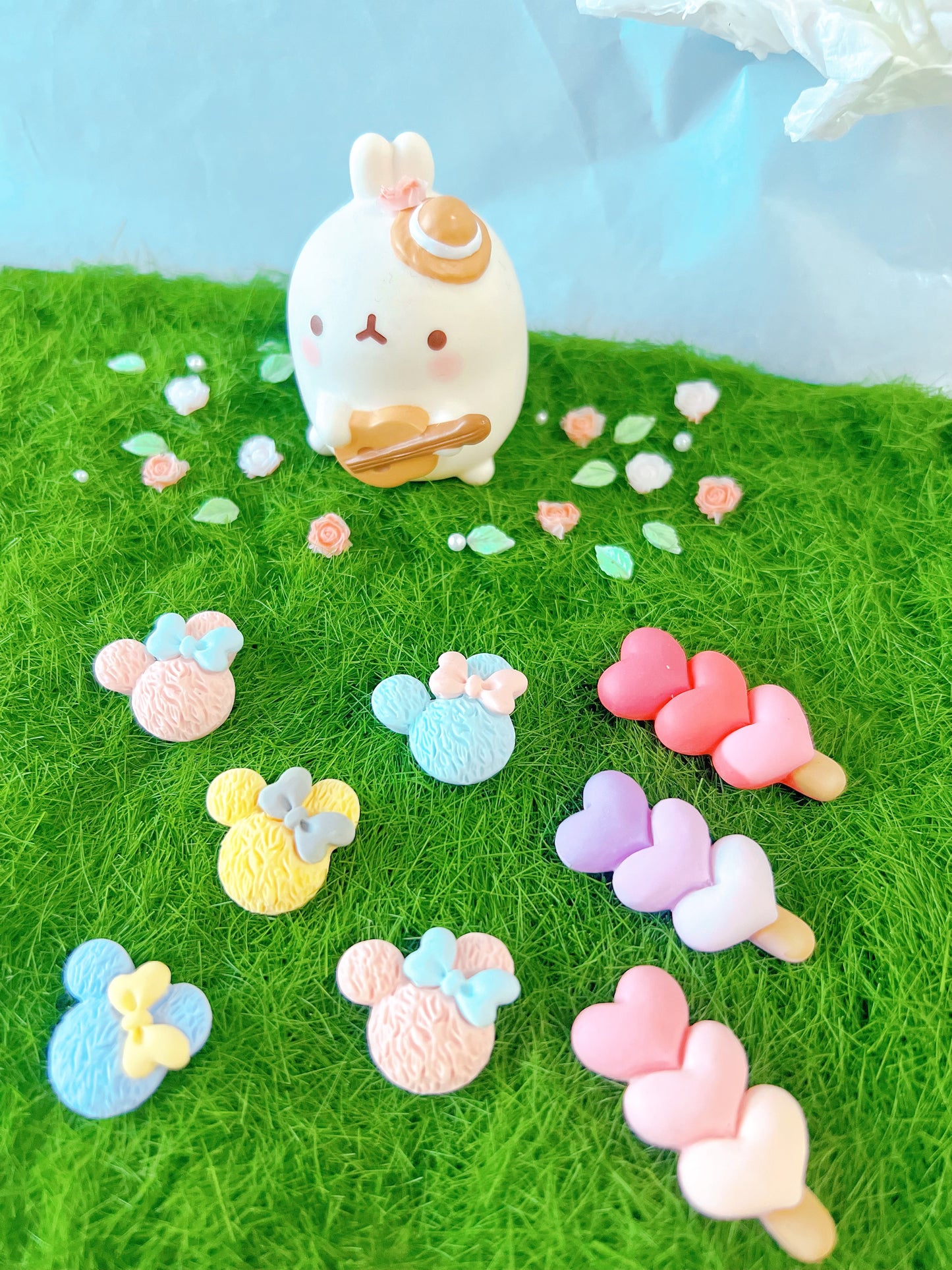 85 Pieces Matte Pastel Charm Set with Organising Box – Kawaii Resin Cabochons for Decoden & Crafts