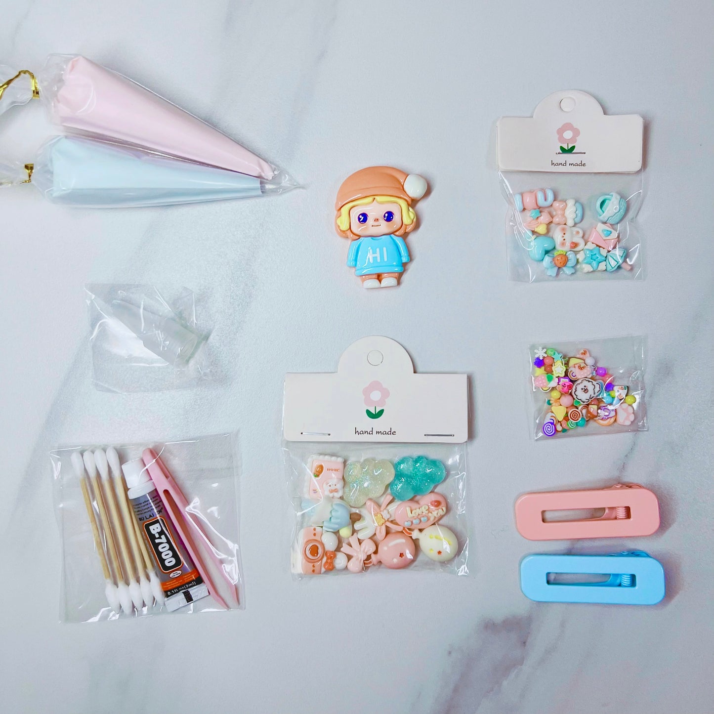 Customisable Decoden Cream DIY Kit – 9 Colour Themes – Includes Glue, Tools & Decorations