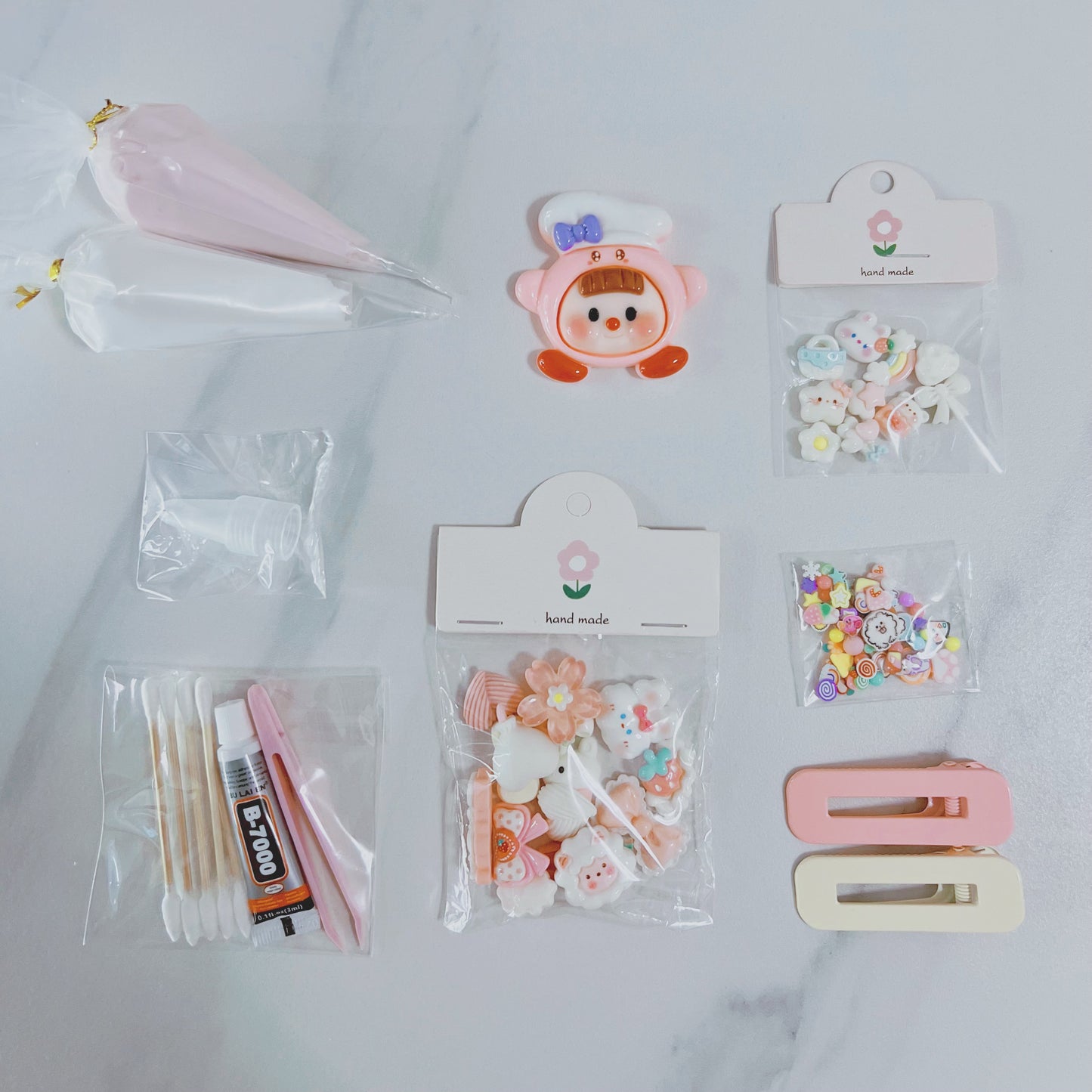 Customisable Decoden Cream DIY Kit – 9 Colour Themes – Includes Glue, Tools & Decorations
