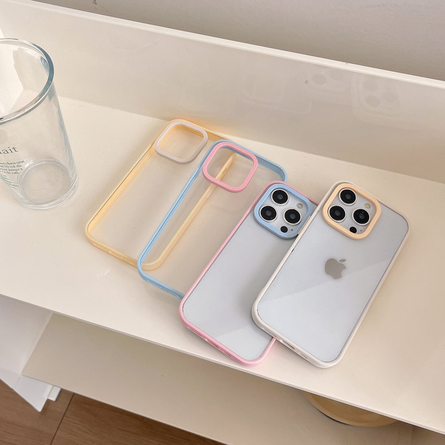 Set of Clear iPhone Case with Dual-Coloured Edges – Mix of 2 Colours, Perfect for Decoden & DIY, 4 Colour Options