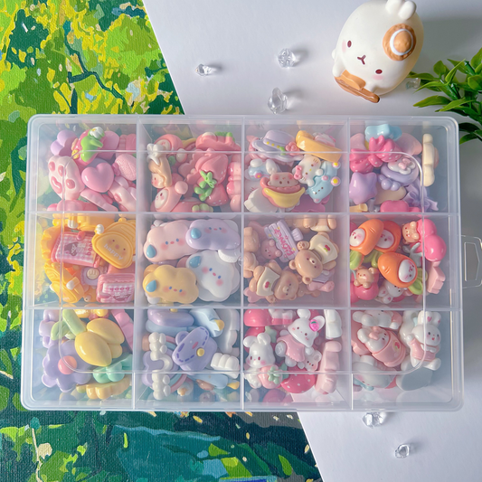 160 Assorted Kawaii Resin Charms for DIY Crafts – Cute Pastel Animal, Fruit & Sweet Designs