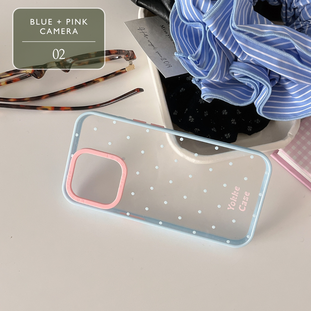 Set of Clear iPhone Case with Pastel Edges & Polka Dots – Soft TPU Cover, 4 Colours, Perfect for Decoden & DIY