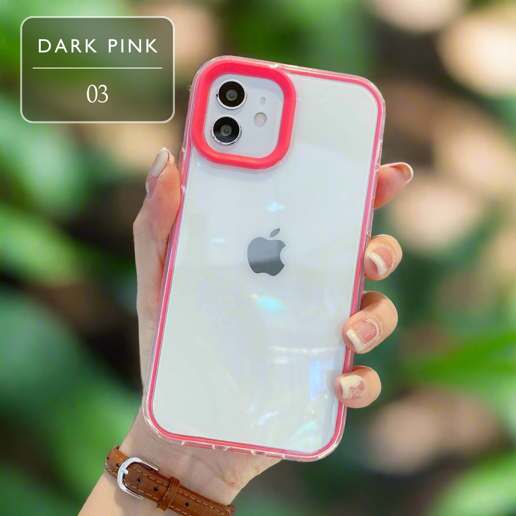 Set of Clear iPhone Case with Coloured Edges – Customisable for Decoden, 8 Colour Options, Stylish and Protective