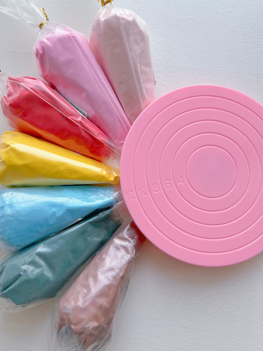 7 Colour Decoden Cream Set with Rotating Decorating Tray - 7 x 100g