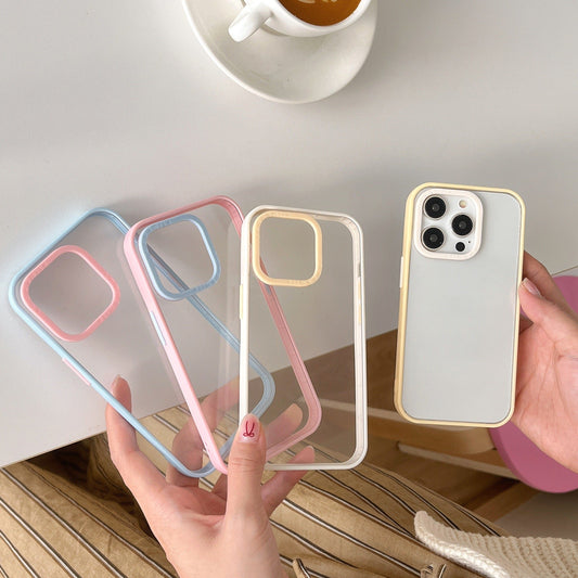 Set of Clear iPhone Case with Dual-Coloured Edges – Mix of 2 Colours, Perfect for Decoden & DIY, 4 Colour Options