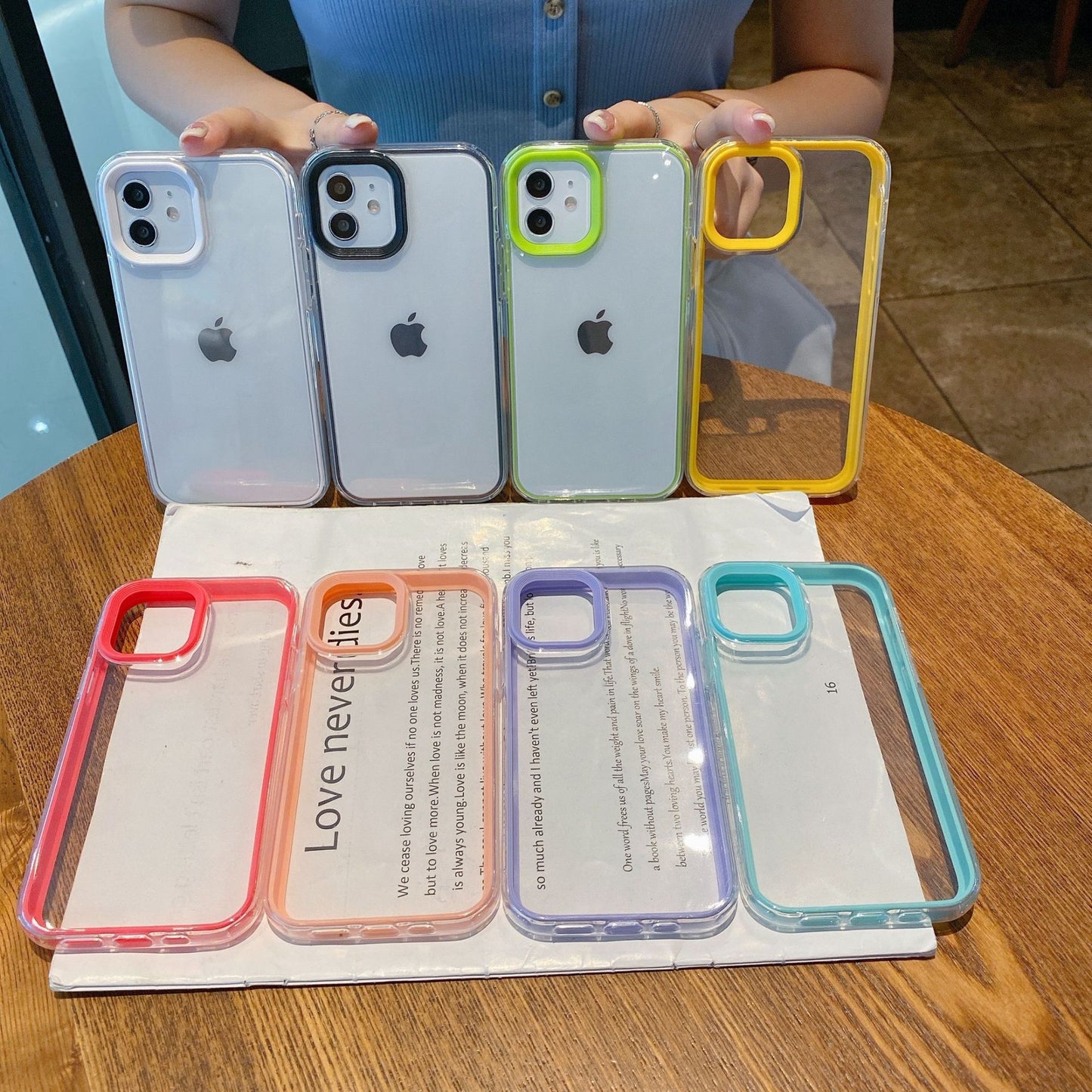 Set of Clear iPhone Case with Coloured Edges – Customisable for Decoden, 8 Colour Options, Stylish and Protective