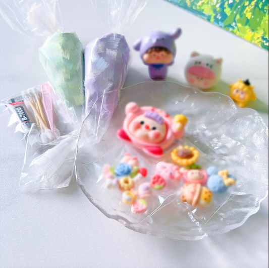 Mystery Decoden Kit with Figurine – DIY Kawaii Craft Set | Decoden Cream Glue, Cute Cabochons & Tools | 3 Size Options | Surprise Gift Box